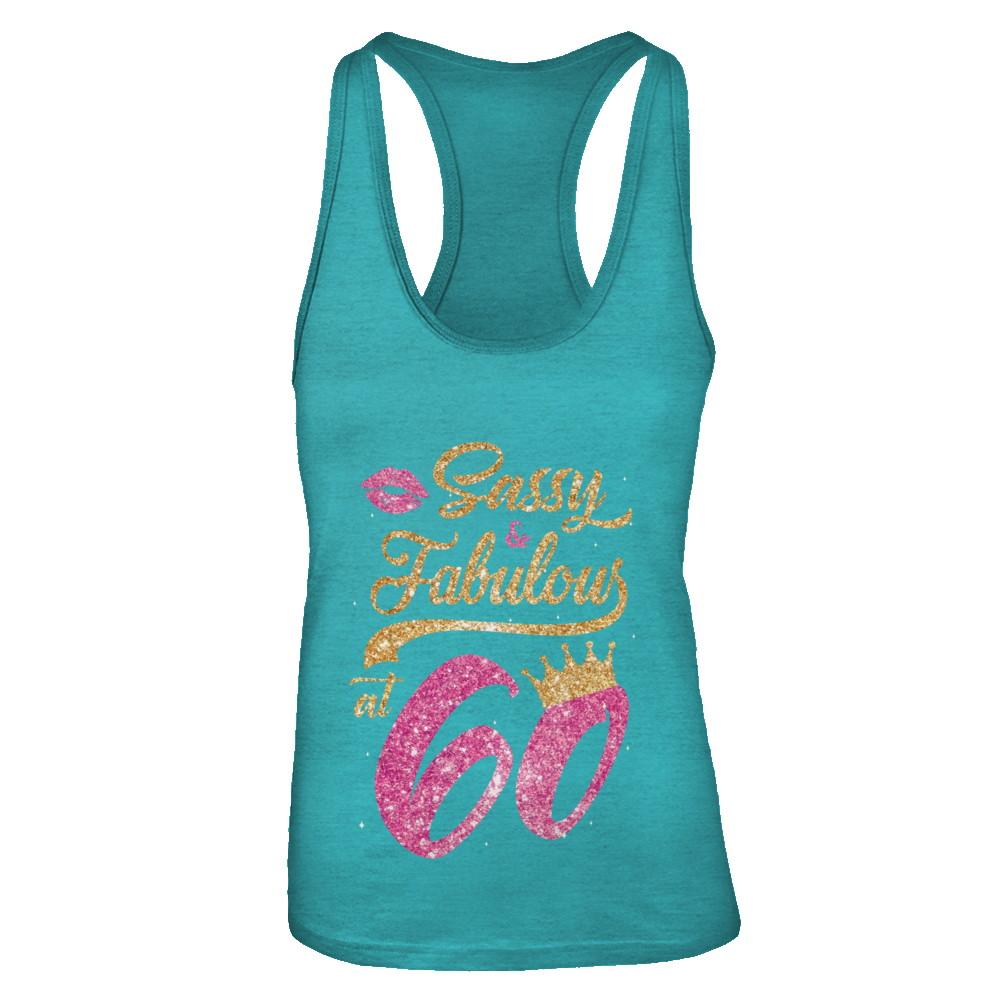 Sassy And Fabulous At 60th 1961 Birthday Gift-T-Shirt & Tank Top-Women's Ideal Racerback Tank-Tahiti Blue