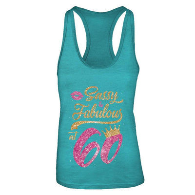 Sassy And Fabulous At 60th 1961 Birthday Gift-T-Shirt & Tank Top-Women's Ideal Racerback Tank-Tahiti Blue