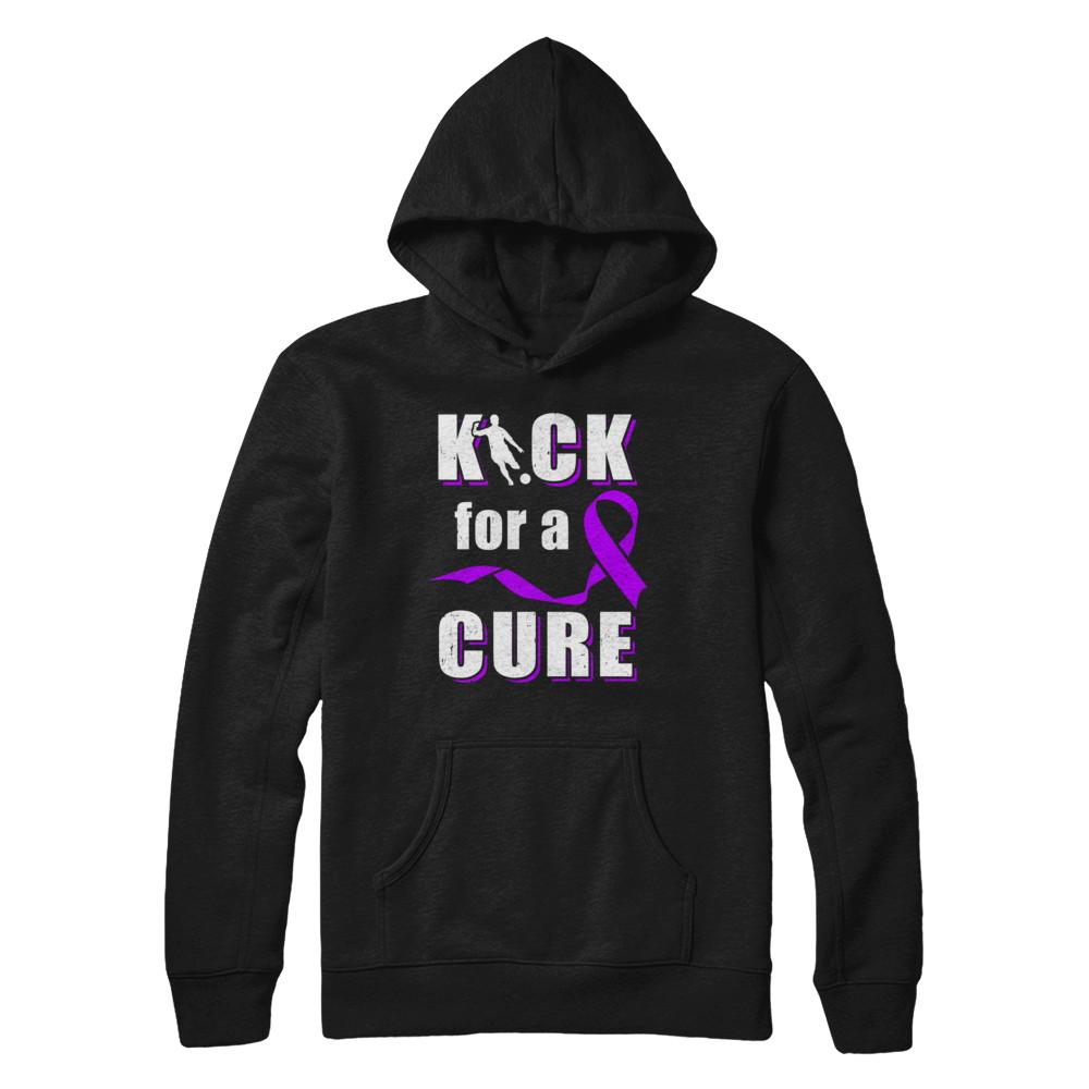 Kick For A Cure Soccer Alzheimers Pancreatic Lupus Awareness-T-Shirt & Hoodie-Pullover Hoodie-Black