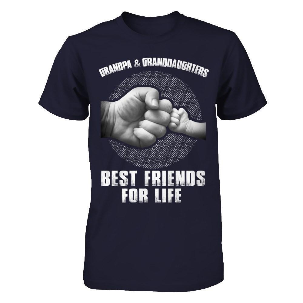Grandpa And Granddaughters Best Friends For Life-T-Shirt & Hoodie-Premium T-Shirt-Midnight Navy