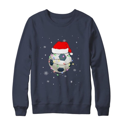 Santa Hat Soccer Christmas Gifts-T-Shirt & Sweatshirt-Crewneck Sweatshirt-Navy