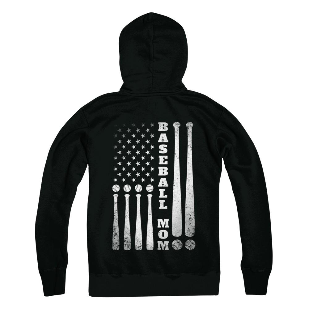 American Flag Vintage Baseball Mom Mother's Day-T-Shirt & Hoodie-Hanes - Heavyweight Pullover Hoodie-Black