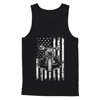 American Motorcycle Motorbike Us Flag Cool Biker-T-Shirt & Hoodie-Unisex Tank-Black