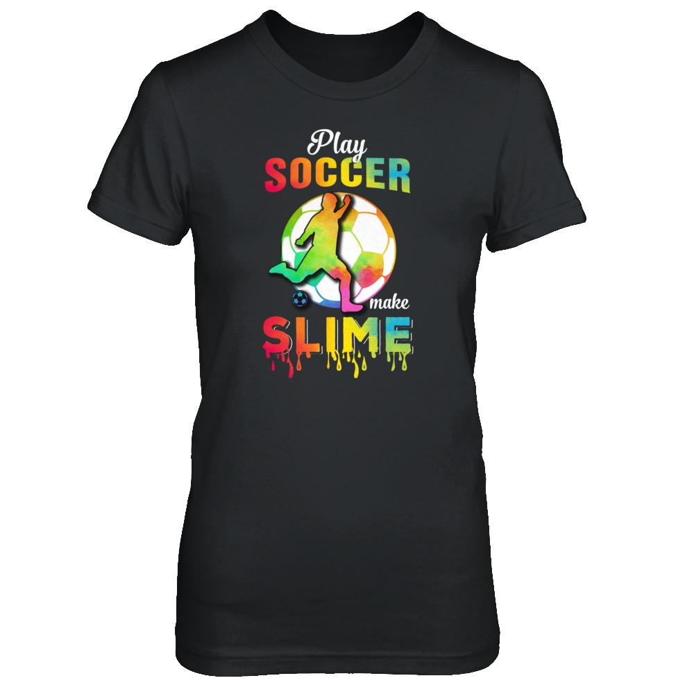 Play Soccer Make Slime Watercolor For Girl Women-T-Shirt & Tank Top-Women's T-Shirt-Black