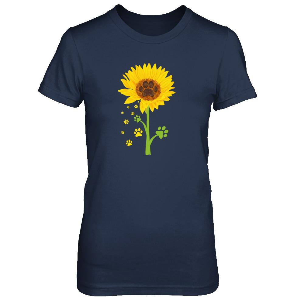 Funny Sunflower Cat Dog Paw Lover-T-Shirt & Tank Top-Women's T-Shirt-Navy