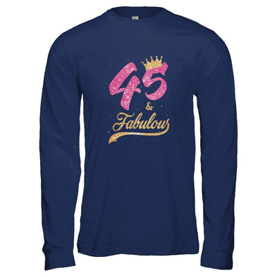 45 And Fabulous 1976 45th Birthday Gift-T-Shirt & Tank Top-Long Sleeve T-Shirt-Navy