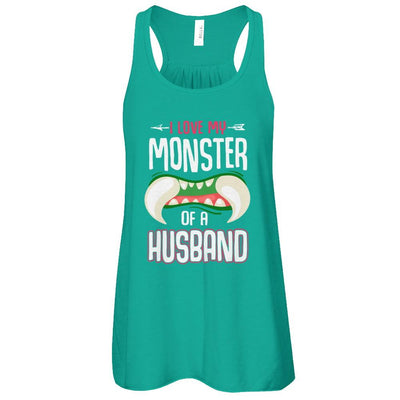 Monster Of A Husband Funny Couples Halloween-T-Shirt & Tank Top-Women's Flowy Racerback Tank-Kelly