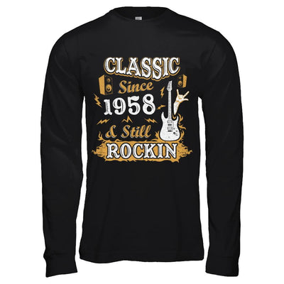 Vintage Classic Since 1958 With Rockin 63th Birthday-T-Shirt & Hoodie-Long Sleeve T-Shirt-Black
