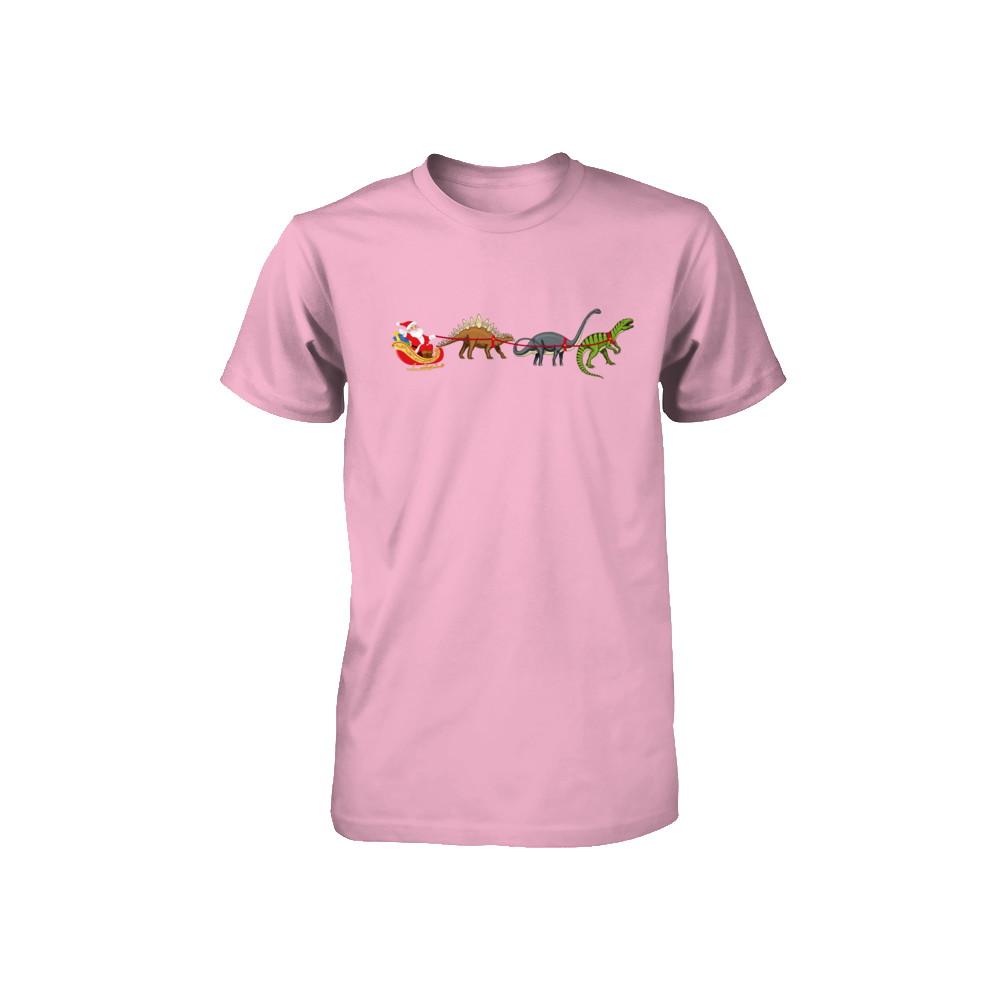 Xmas Cool Santa Sleigh Dinosaur Christmas Gift Youth-Youth Shirt-Toddler T-Shirt-Pink