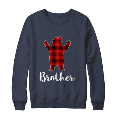 Red Brother Bear Buffalo Plaid Family Christmas Pajamas-T-Shirt & Sweatshirt-Crewneck Sweatshirt-Navy