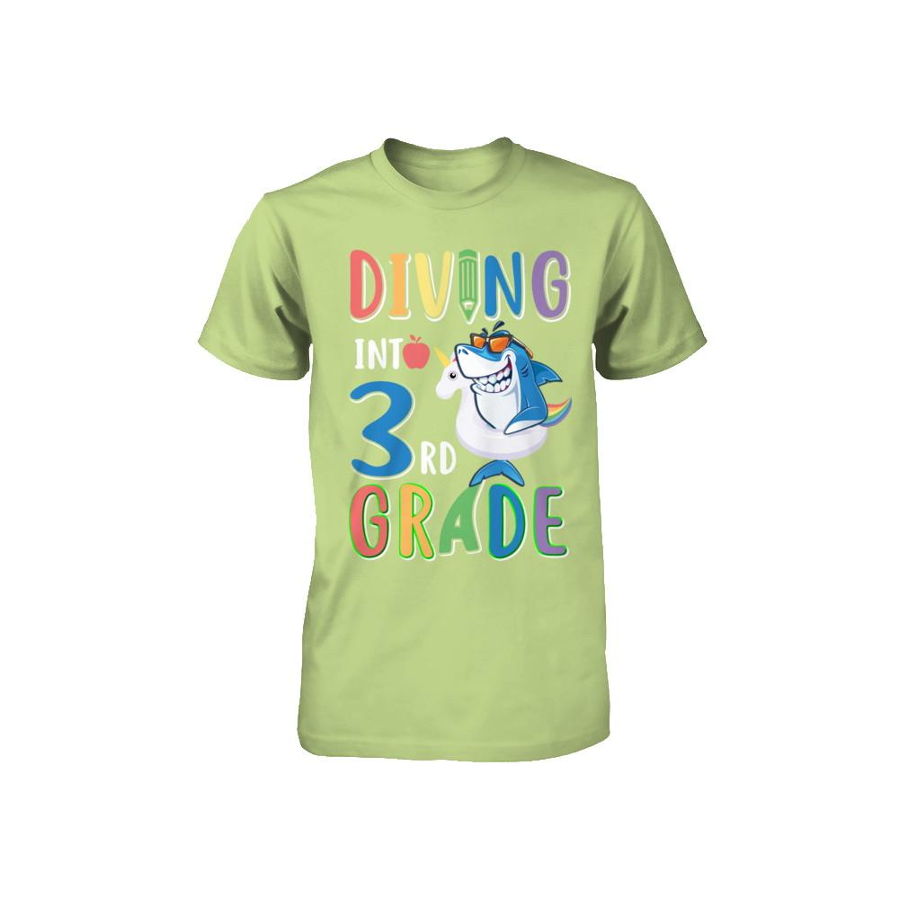 Diving Into 3rd Grade Back To School Shark Youth-Youth Shirt-Toddler T-Shirt-Key Lime