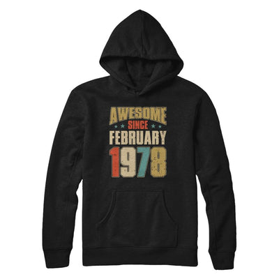 Vintage Retro Awesome Since February 1978 43th Birthday-T-Shirt & Hoodie-Pullover Hoodie-Black