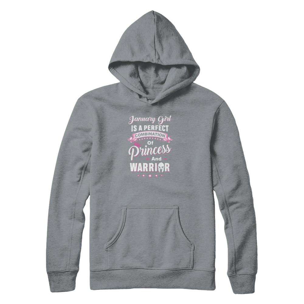 January Girl Is Perfect Princess Warrior Birthday Gift-T-Shirt & Tank Top-Pullover Hoodie-Light Steel