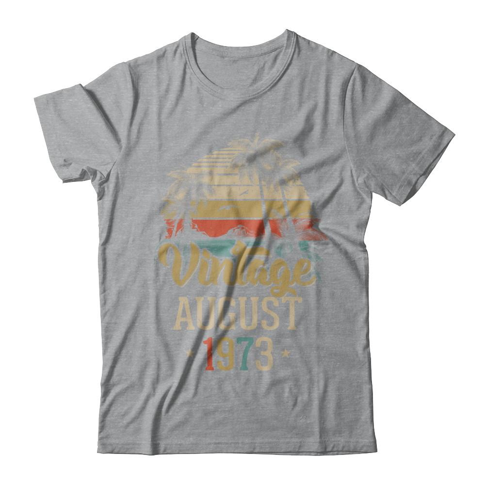 Retro Classic Vintage August 1973 48th Birthday Gift-T-Shirt & Hoodie-Classic T-Shirt-Sport Grey