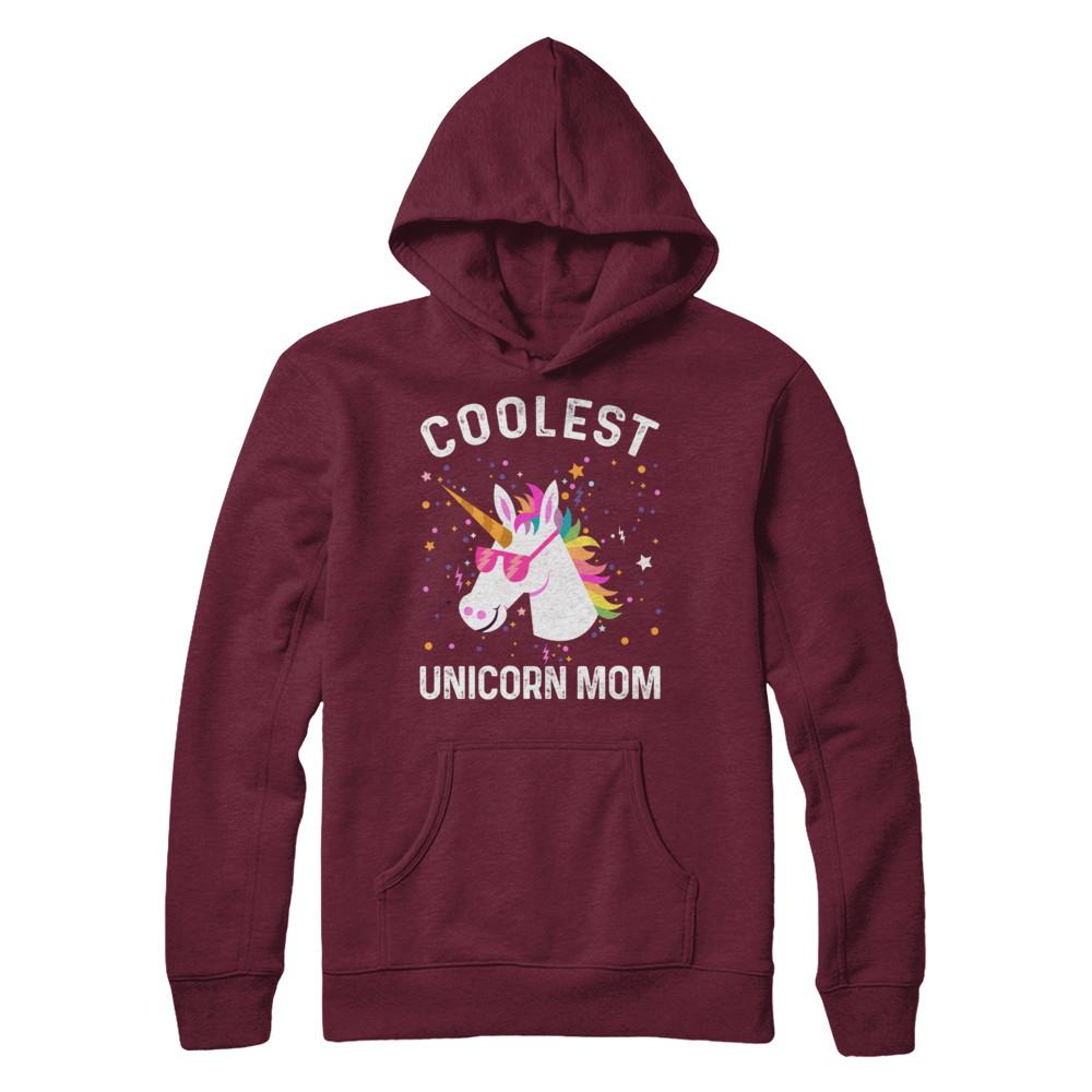 Coolest Unicorn Mom Cute Funny Unicorn Mothers Day-T-Shirt & Hoodie-Hanes - Heavyweight Pullover Hoodie-Maroon