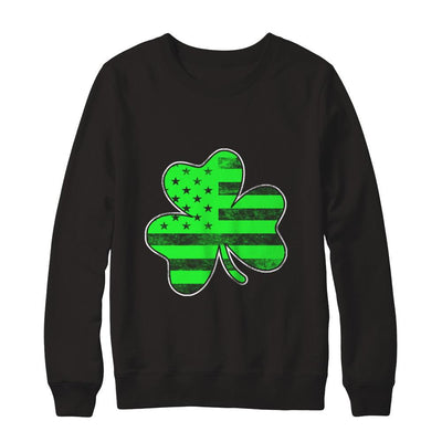 Vintage AMERICAN FLAG Ireland Shamrock St Patricks Day-T-Shirt & Hoodie-Crewneck Sweatshirt-Black