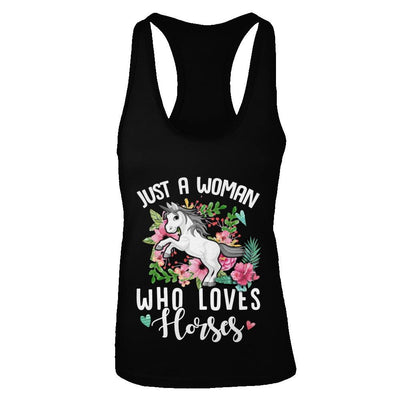 Just A Woman Who Loves Horses-T-Shirt & Tank Top-Women's Ideal Racerback Tank-Black