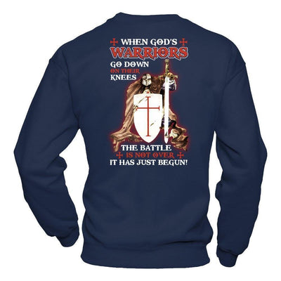 Knight Templar When God's Warriors Go Down On Their Knees-T-Shirt & Hoodie-Crewneck Sweatshirt-Navy