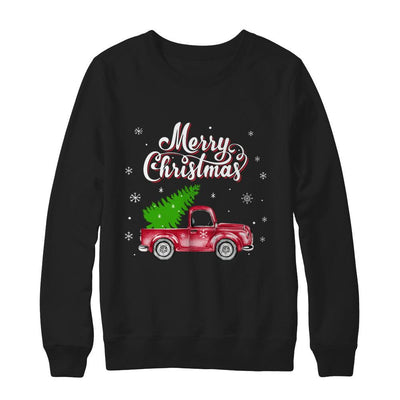 Snow Tree Truck Merry Christmas-T-Shirt & Sweatshirt-Crewneck Sweatshirt-Black
