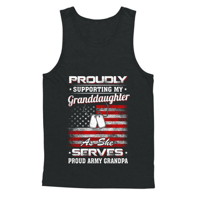 Supporting My Granddaughter As She Serves Proud Army Grandpa-T-Shirt & Hoodie-Unisex Tank-Black
