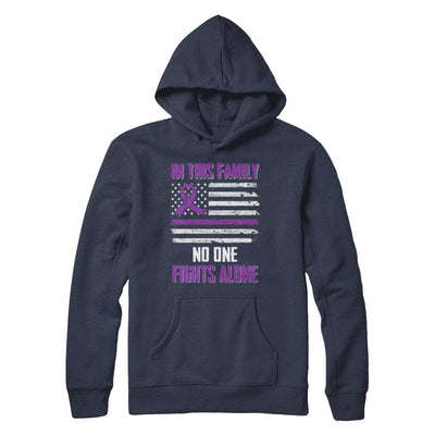 In This Family No One Fights Alone Pancreatic Cancer-T-Shirt & Hoodie-Pullover Hoodie-Navy