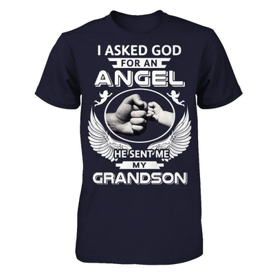 I Asked God For An Angel He Sent Me My Grandson-T-Shirt & Hoodie-Premium T-Shirt-Midnight Navy