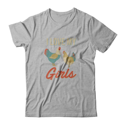 Vintage Retro I Love My Girls Funny Chicken Farmer-T-Shirt & Tank Top-Premium T-Shirt-Heather Gray