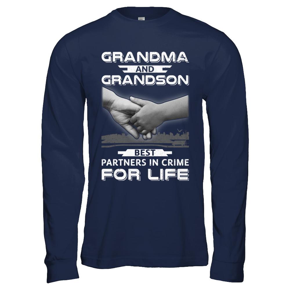 Grandma And Grandson Best Partners In Crime For Life-T-Shirt & Hoodie-Long Sleeve T-Shirt-Navy