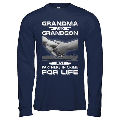 Grandma And Grandson Best Partners In Crime For Life-T-Shirt & Hoodie-Long Sleeve T-Shirt-Navy