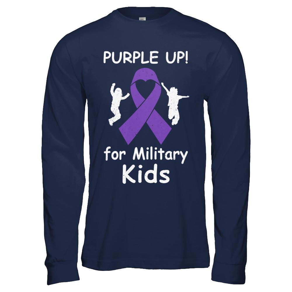 Purple Up For Month Of The Military Kids-T-Shirt & Hoodie-Long Sleeve T-Shirt-Navy