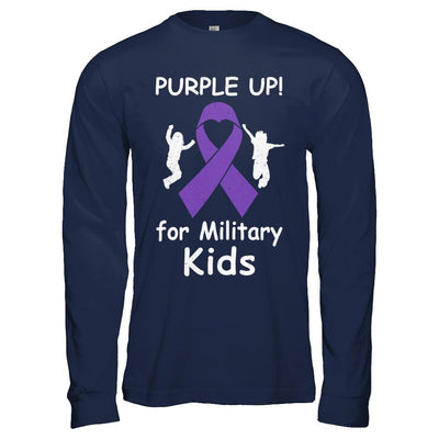 Purple Up For Month Of The Military Kids-T-Shirt & Hoodie-Long Sleeve T-Shirt-Navy