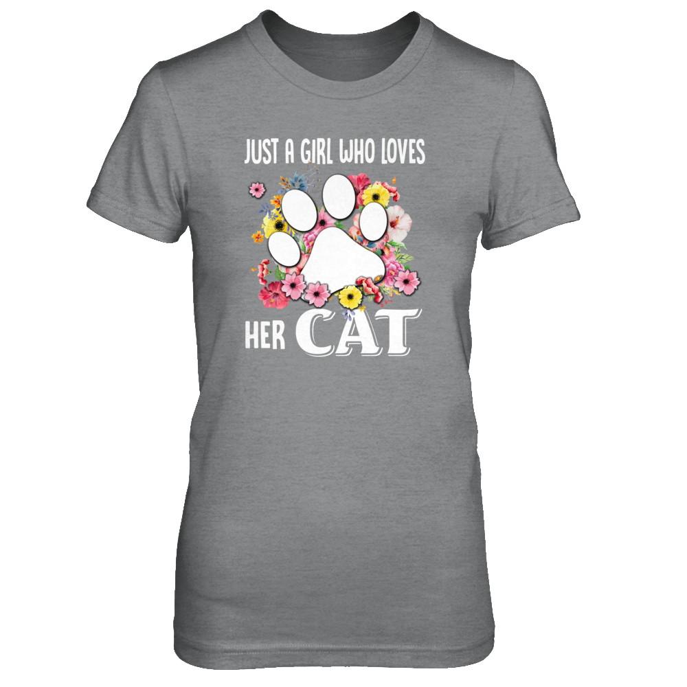 Just A Girl Who Loves Her Cat-T-Shirt & Tank Top-Women's T-Shirt-Sport Grey