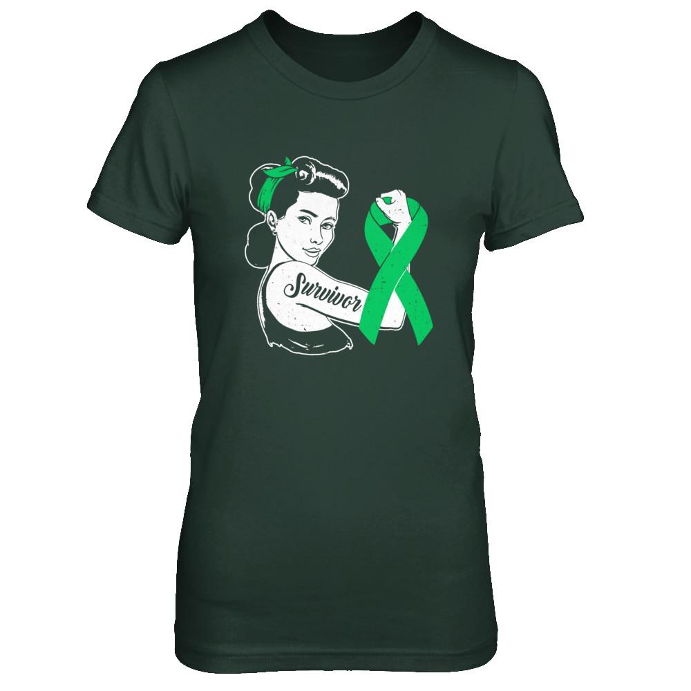 We Can Cure It Liver Cancer Green Awareness Survivor-T-Shirt & Hoodie-Women's T-Shirt-Forest Green