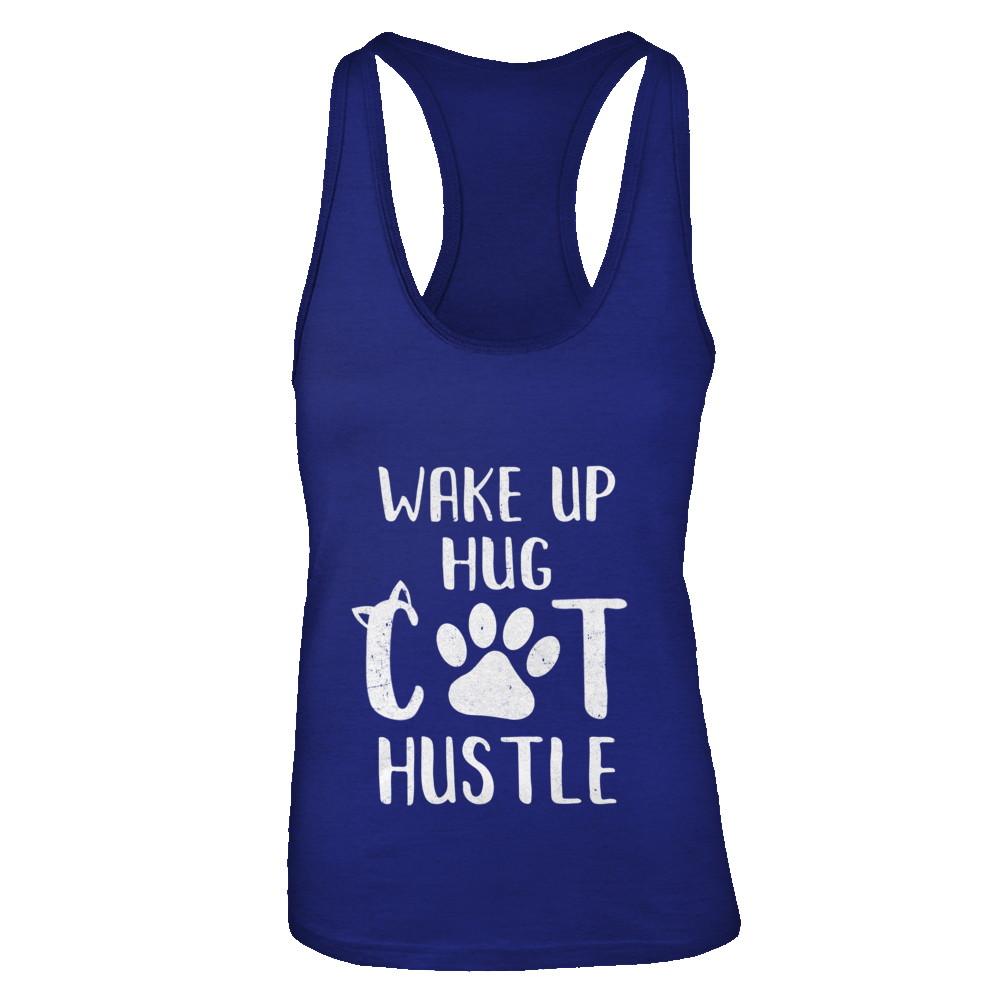 Wake Up Hug Cat Hustle Cats Lover Gift-T-Shirt & Tank Top-Women's Ideal Racerback Tank-Royal