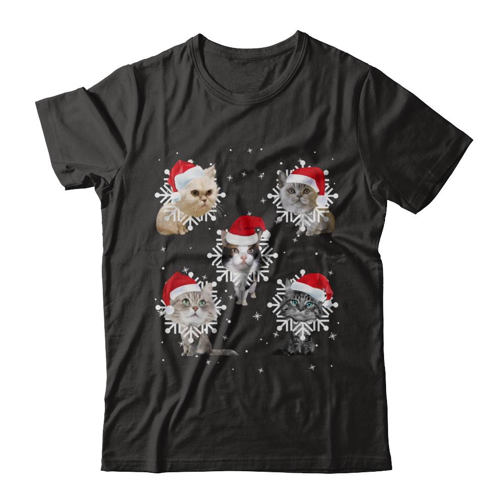 Cute Cat's Christmas Snowflakes Cat Claus-T-Shirt & Sweatshirt-Premium T-Shirt-Black