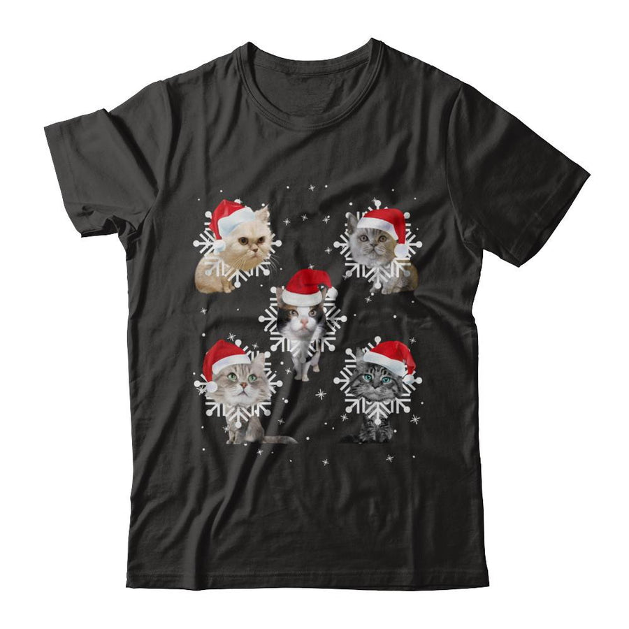 Cute Cat's Christmas Snowflakes Cat Claus-T-Shirt & Sweatshirt-Premium T-Shirt-Black