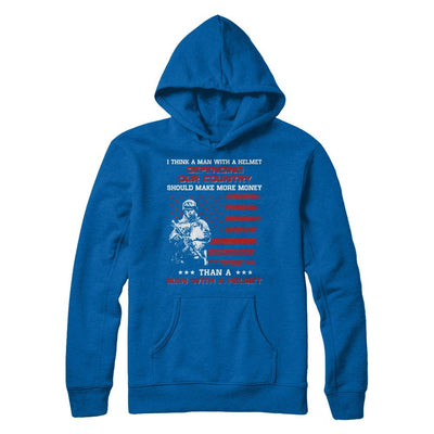 Veteran I Think A Man With A Helmet Defending Our Country-T-Shirt & Hoodie-Pullover Hoodie-Royal