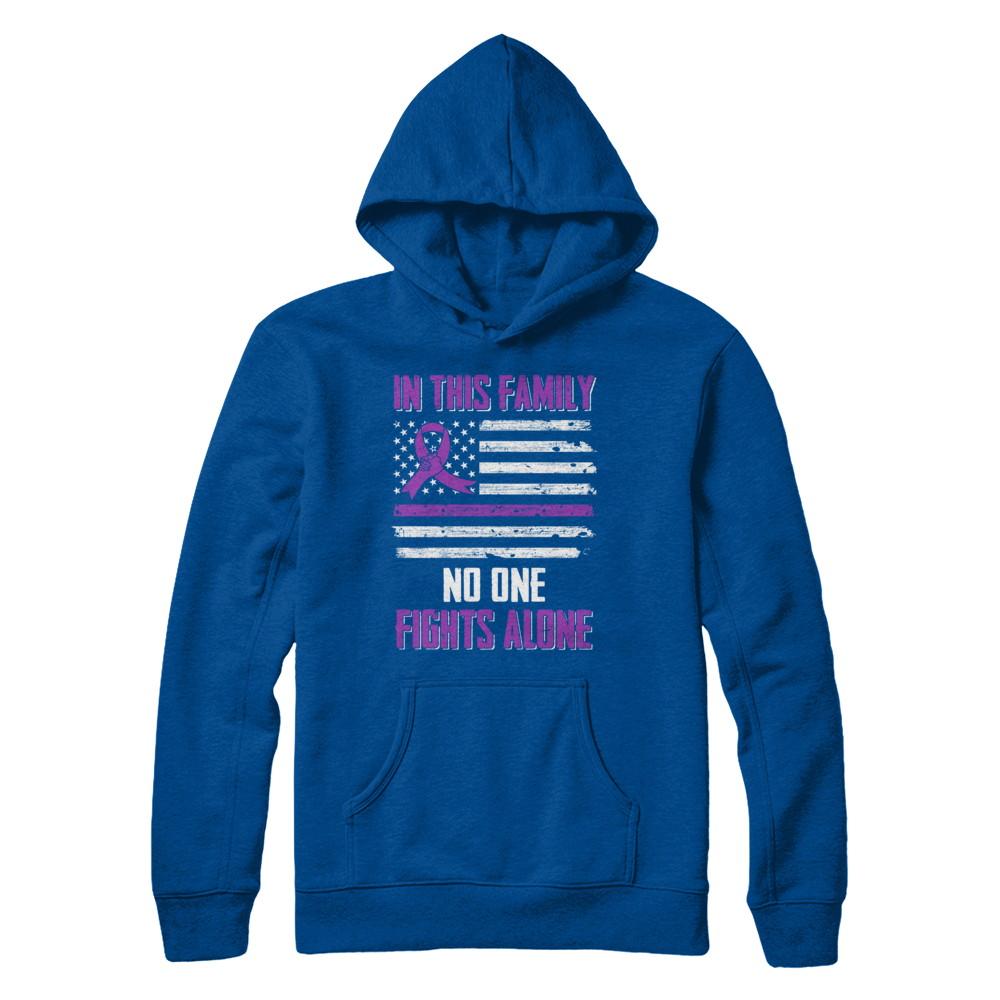 In This Family No One Fights Alone Pancreatic Cancer-T-Shirt & Hoodie-Pullover Hoodie-Deep Royal