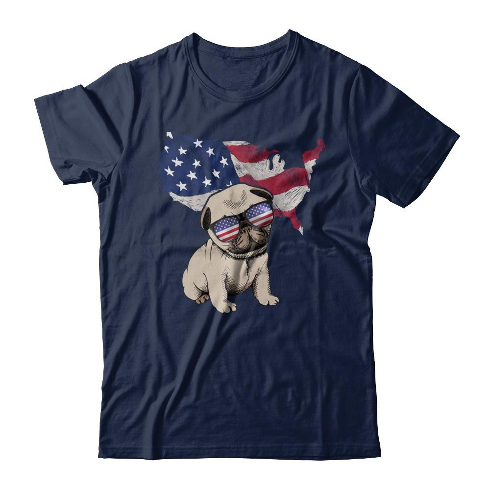 Funny Patriot Pug Dog 4Th Of July American Flag-T-Shirt & Hoodie-Classic T-Shirt-Navy