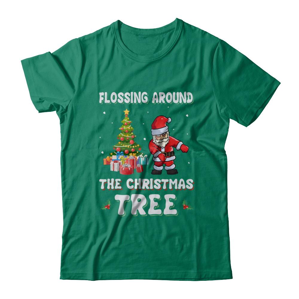 Santa Claus Flossing Around The Christmas Tree-T-Shirt & Hoodie-Classic T-Shirt-Kelly Green