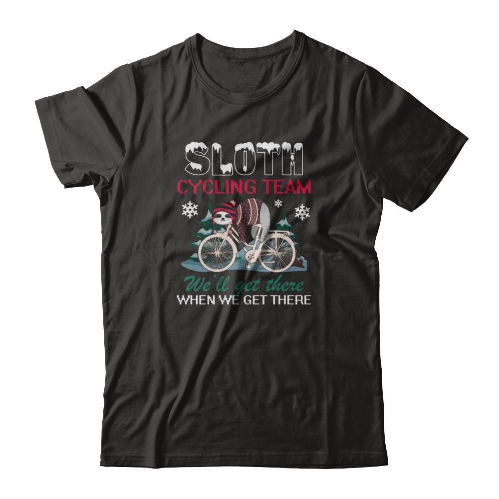 Sloth Cycling Team Lazy Sloth Sleeping On Bicycle Winter Snow-T-Shirt & Tank Top-Premium T-Shirt-Black