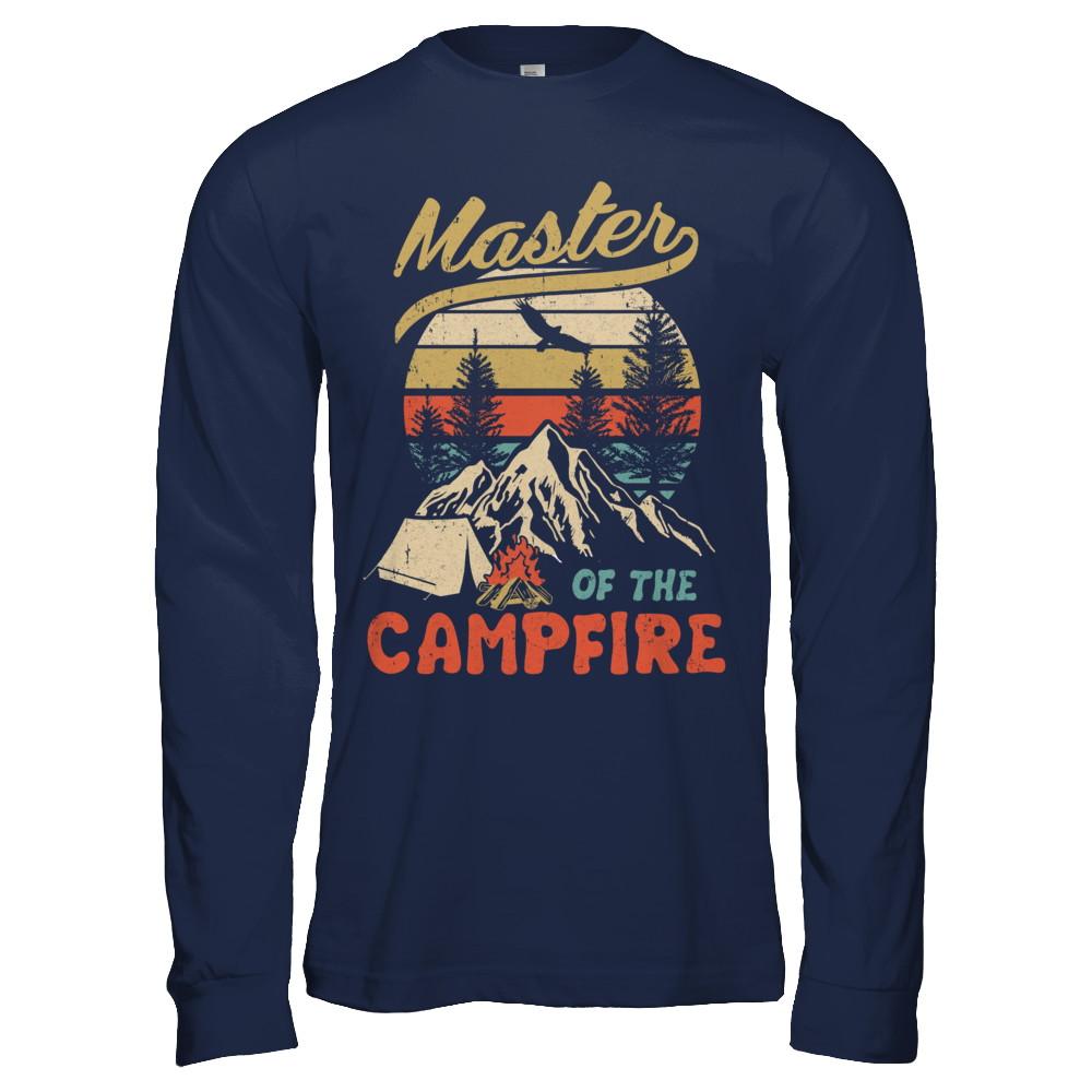 Camping Master Of The Campfire Fathers Mothers Day Gift-T-Shirt & Hoodie-Long Sleeve T-Shirt-Navy