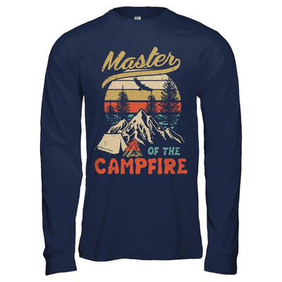 Camping Master Of The Campfire Fathers Mothers Day Gift-T-Shirt & Hoodie-Long Sleeve T-Shirt-Navy