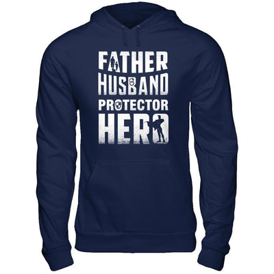 Father Husband Protector Hero-T-Shirt & Hoodie-Pullover Hoodie-Navy