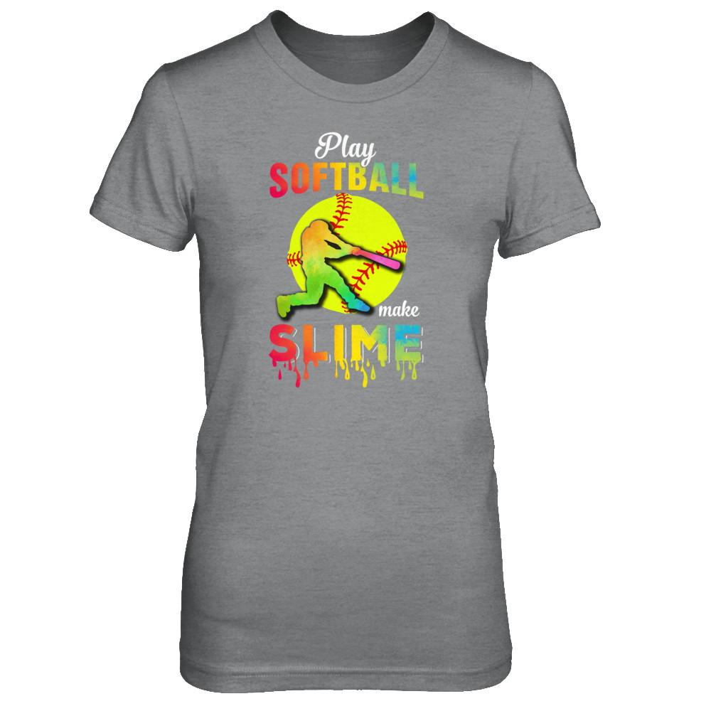 Play Softball Make Slime Watercolor For Girl Women-T-Shirt & Tank Top-Women's T-Shirt-Sport Grey