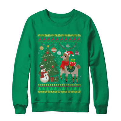 Funny Llama Christmas Cute Family Ugly Sweater-T-Shirt & Sweatshirt-Crewneck Sweatshirt-Irish Green