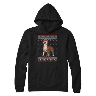 Pitbull Christmas Ugly Sweater Lights Dog Xmas Gift-T-Shirt & Sweatshirt-Pullover Hoodie-Black