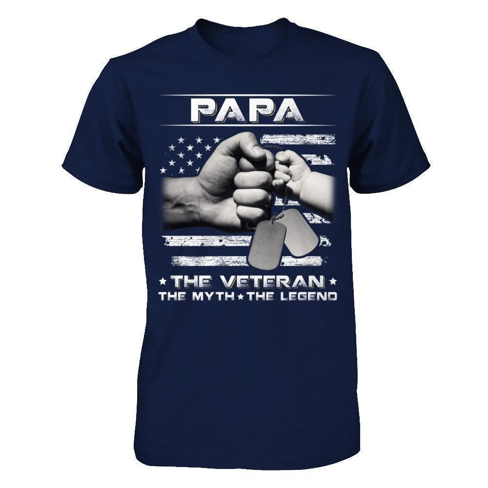 Papa The Veteran The Myth The Legend-T-Shirt & Hoodie-Classic T-Shirt-Navy