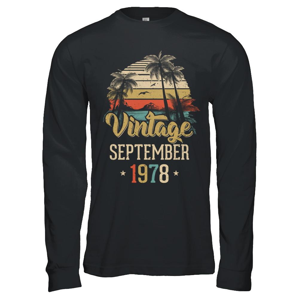 Retro Classic Vintage September 1978 43th Birthday Gift-T-Shirt & Hoodie-Long Sleeve T-Shirt-Black