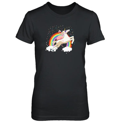 Flamingo Pink Bird Riding Unicorn-T-Shirt & Tank Top-Women's T-Shirt-Black